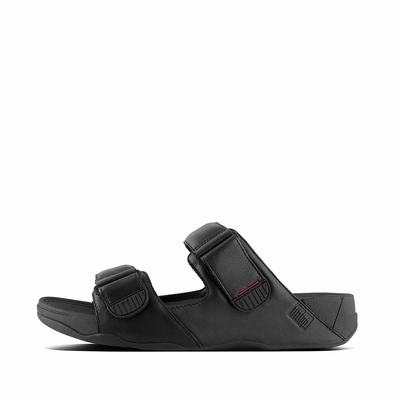 Fitflop Gogh Leather Slides - Sandalen Herren - Schwarz (CYU235169)